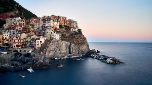 The beautiful village of Manarola in the Cinque Terre of La Spezia, Italy.